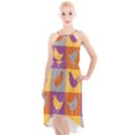 Chickens Pixel Pattern - Version 1a High-Low Halter Chiffon Dress  View1