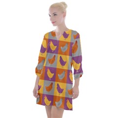 Chickens Pixel Pattern - Version 1a Open Neck Shift Dress by wagnerps