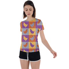 Chickens Pixel Pattern - Version 1a Back Circle Cutout Sports Tee by wagnerps