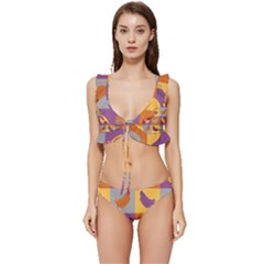 Chickens Pixel Pattern - Version 1a Low Cut Ruffle Edge Bikini Set by wagnerps