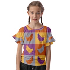 Chickens Pixel Pattern - Version 1a Kids  Cut Out Flutter Sleeves by wagnerps