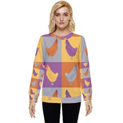 Chickens Pixel Pattern - Version 1a Hidden Pocket Sweatshirt by wagnerps