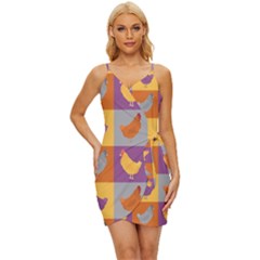 Chickens Pixel Pattern - Version 1a Wrap Tie Front Dress by wagnerps