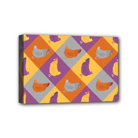 Chickens Pixel Pattern - Version 1b Mini Canvas 6  X 4  (stretched) by wagnerps