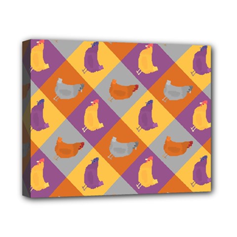 Chickens Pixel Pattern - Version 1b Canvas 10  X 8  (stretched) by wagnerps
