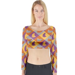 Chickens Pixel Pattern - Version 1b Long Sleeve Crop Top by wagnerps