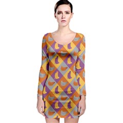 Chickens Pixel Pattern - Version 1b Long Sleeve Bodycon Dress by wagnerps