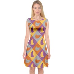 Chickens Pixel Pattern - Version 1b Capsleeve Midi Dress by wagnerps
