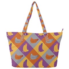 Chickens Pixel Pattern - Version 1b Full Print Shoulder Bag by wagnerps