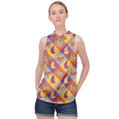 Chickens Pixel Pattern - Version 1b High Neck Satin Top by wagnerps