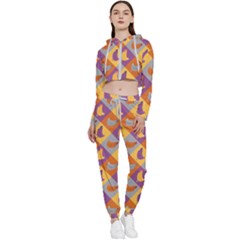 Chickens Pixel Pattern - Version 1b Cropped Zip Up Lounge Set by wagnerps