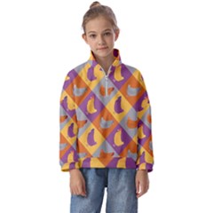 Chickens Pixel Pattern - Version 1b Kids  Half Zip Hoodie by wagnerps