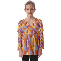 Chickens Pixel Pattern - Version 1b Kids  V Neck Casual Top by wagnerps