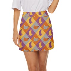 Chickens Pixel Pattern - Version 1b Mini Front Wrap Skirt by wagnerps