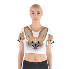 Cardigan Corgi Face Cotton Crop Top by wagnerps