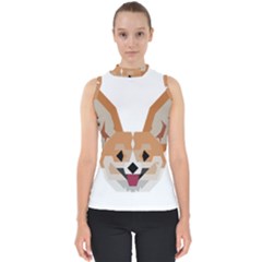 Cardigan Corgi Face Mock Neck Shell Top by wagnerps