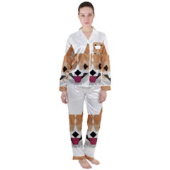 Cardigan Corgi Face Women s Long Sleeve Satin Pajamas Set	 by wagnerps