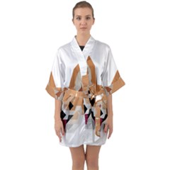 Cardigan Corgi Face Half Sleeve Satin Kimono  by wagnerps