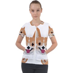 Cardigan Corgi Face Short Sleeve Zip Up Jacket