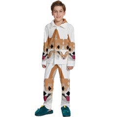 Cardigan Corgi Face Kids  Long Sleeve Velvet Pajamas Set by wagnerps