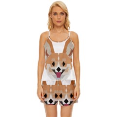 Cardigan Corgi Face Satin Pajama Short Set by wagnerps