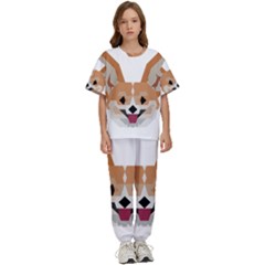 Cardigan Corgi Face Kids  Tee And Pants Sports Set by wagnerps