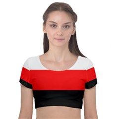 Erzya Flag Velvet Short Sleeve Crop Top 