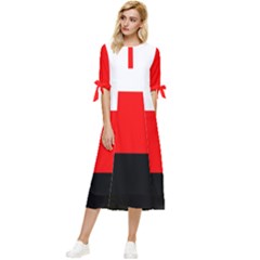 Erzya Flag Bow Sleeve Chiffon Midi Dress