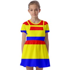 Budapest Flag Kids  Short Sleeve Pinafore Style Dress by tony4urban