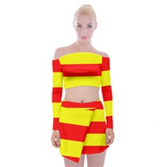 Aust Agder Flag Off Shoulder Top With Mini Skirt Set by tony4urban