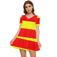 Aust Agder Flag Tiered Short Sleeve Babydoll Dress