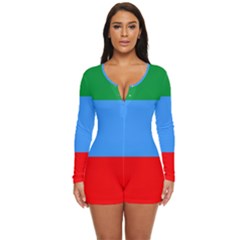 Dagestan Flag Long Sleeve Boyleg Swimsuit