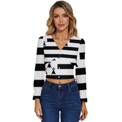 Brittany Flag Long Sleeve V-neck Top by tony4urban