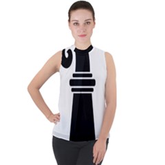 Basel Stadt Mock Neck Chiffon Sleeveless Top by tony4urban