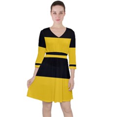 Baden Wurttemberg Flag Quarter Sleeve Ruffle Waist Dress by tony4urban