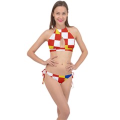 Antwerp Flag Cross Front Halter Bikini Set by tony4urban