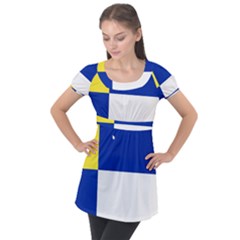 Bratislavsky Flag Puff Sleeve Tunic Top by tony4urban