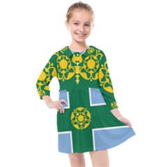 Derbyshire Flag Kids  Quarter Sleeve Shirt Dress by tony4urban