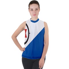 Bonaire Mock Neck Chiffon Sleeveless Top