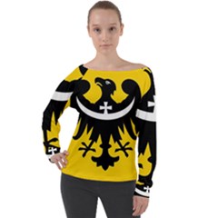 Dolnoslaskie Flag Off Shoulder Long Sleeve Velour Top by tony4urban