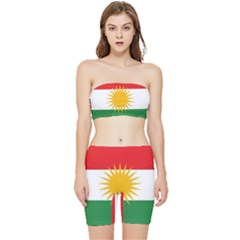 Kurdistan Flag Stretch Shorts and Tube Top Set