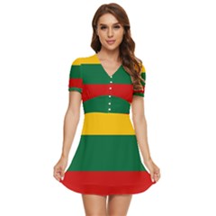 Lithuania V-neck High Waist Chiffon Mini Dress by tony4urban