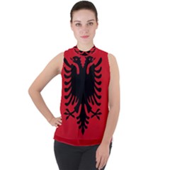 Albania Mock Neck Chiffon Sleeveless Top