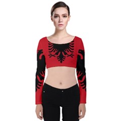 Albania Velvet Long Sleeve Crop Top by tony4urban