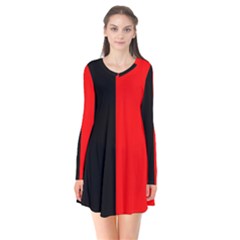 Namur Flag Long Sleeve V-neck Flare Dress