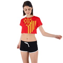 Languedoc Roussillon Flag Tie Back Short Sleeve Crop Tee by tony4urban