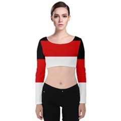 Berlin Old Flag Velvet Long Sleeve Crop Top by tony4urban