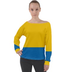 Opolskie Flag Off Shoulder Long Sleeve Velour Top