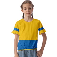 Opolskie Flag Kids  Cuff Sleeve Scrunch Bottom Tee