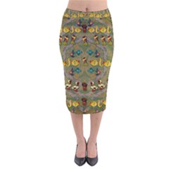 Fishes Admires All Freedom In The World And Feelings Of Security Velvet Midi Pencil Skirt by pepitasart